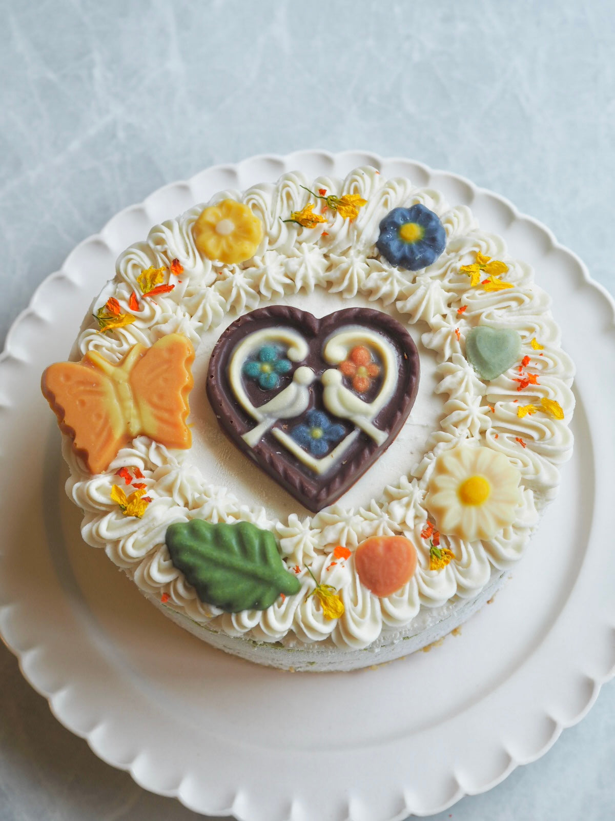 抹茶&あずきクリームのケーキ(Loving Birds)