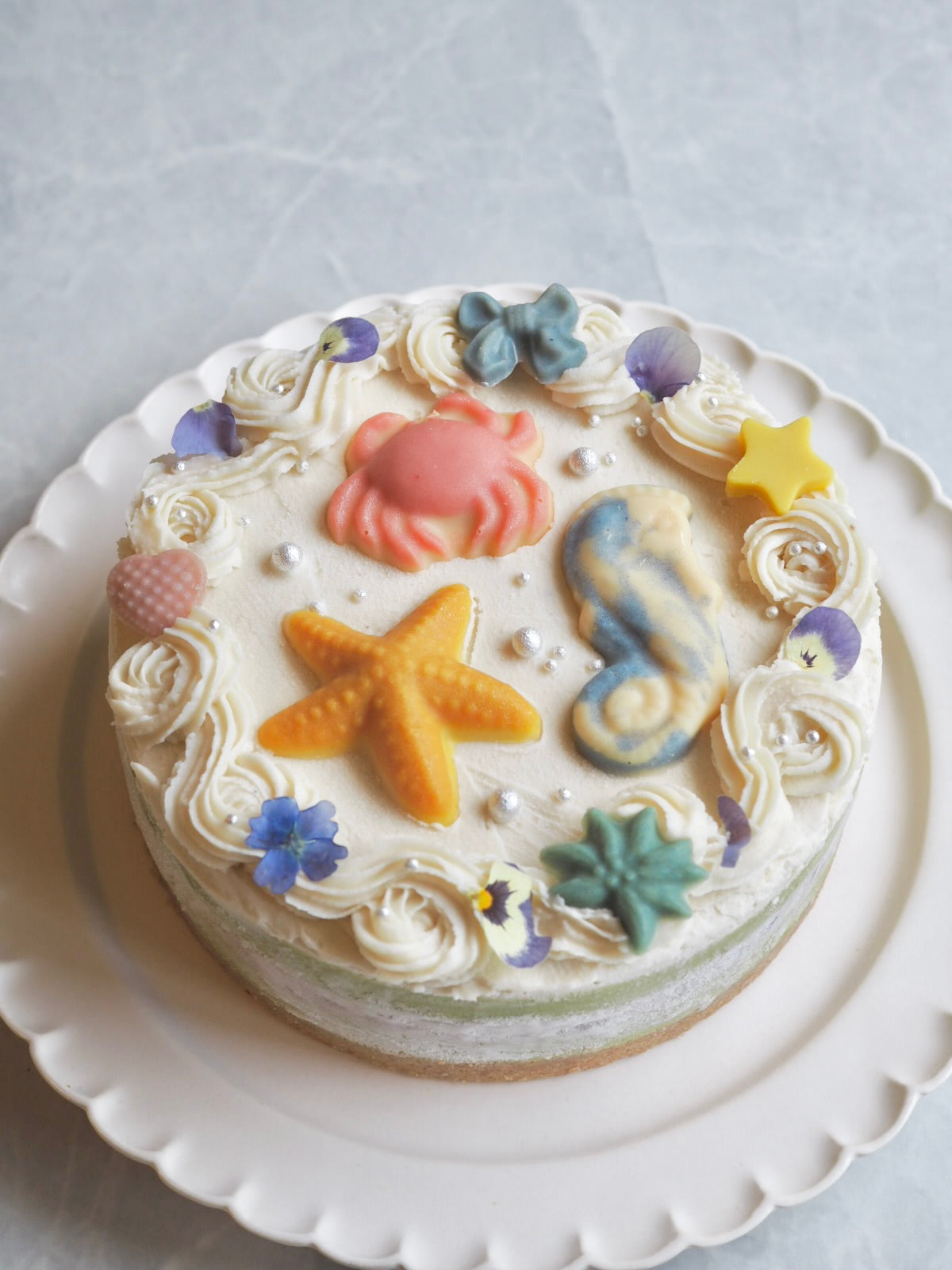 抹茶&あずきクリームのケーキ(海のなか)