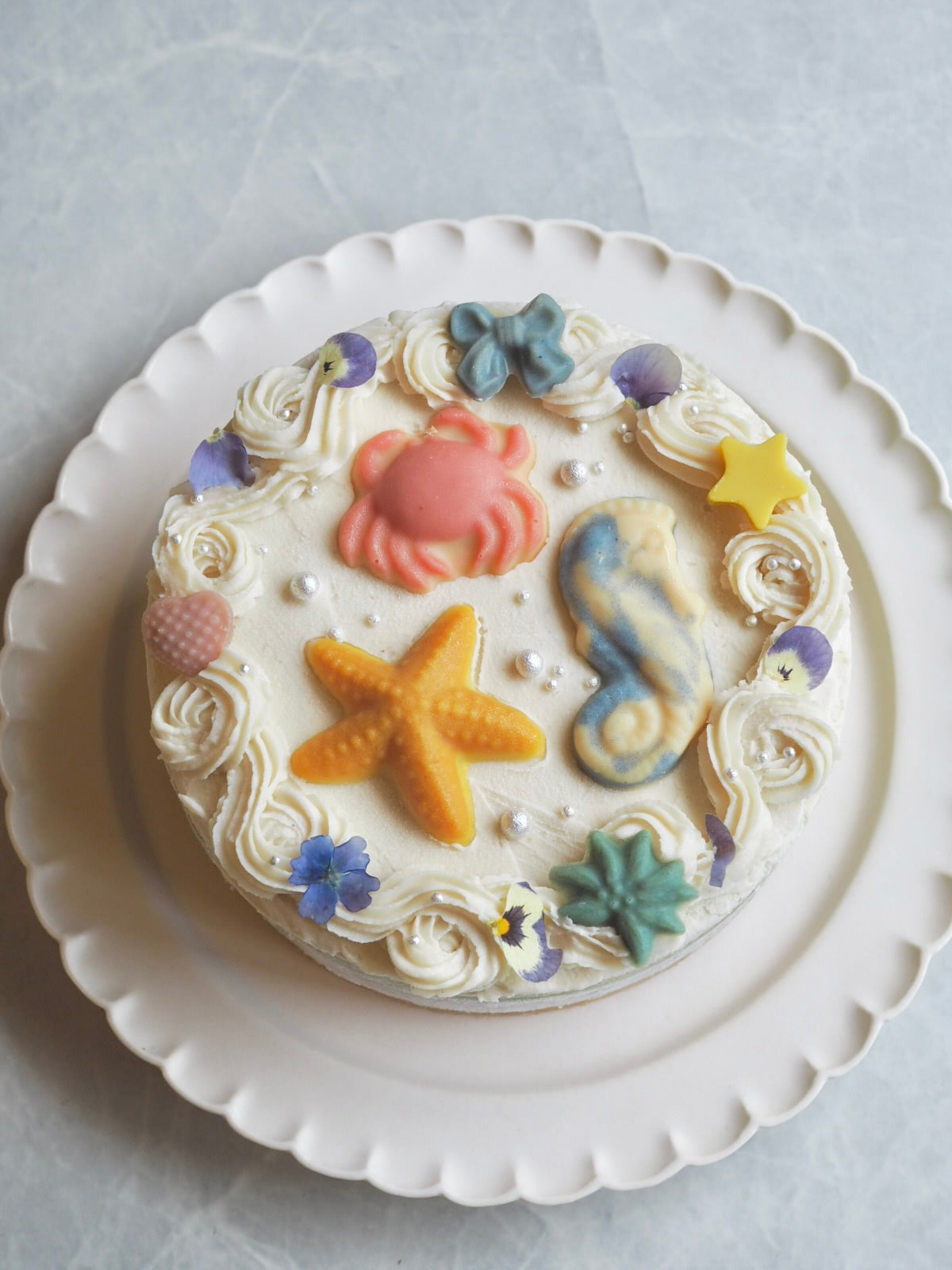抹茶&あずきクリームのケーキ(海のなか)