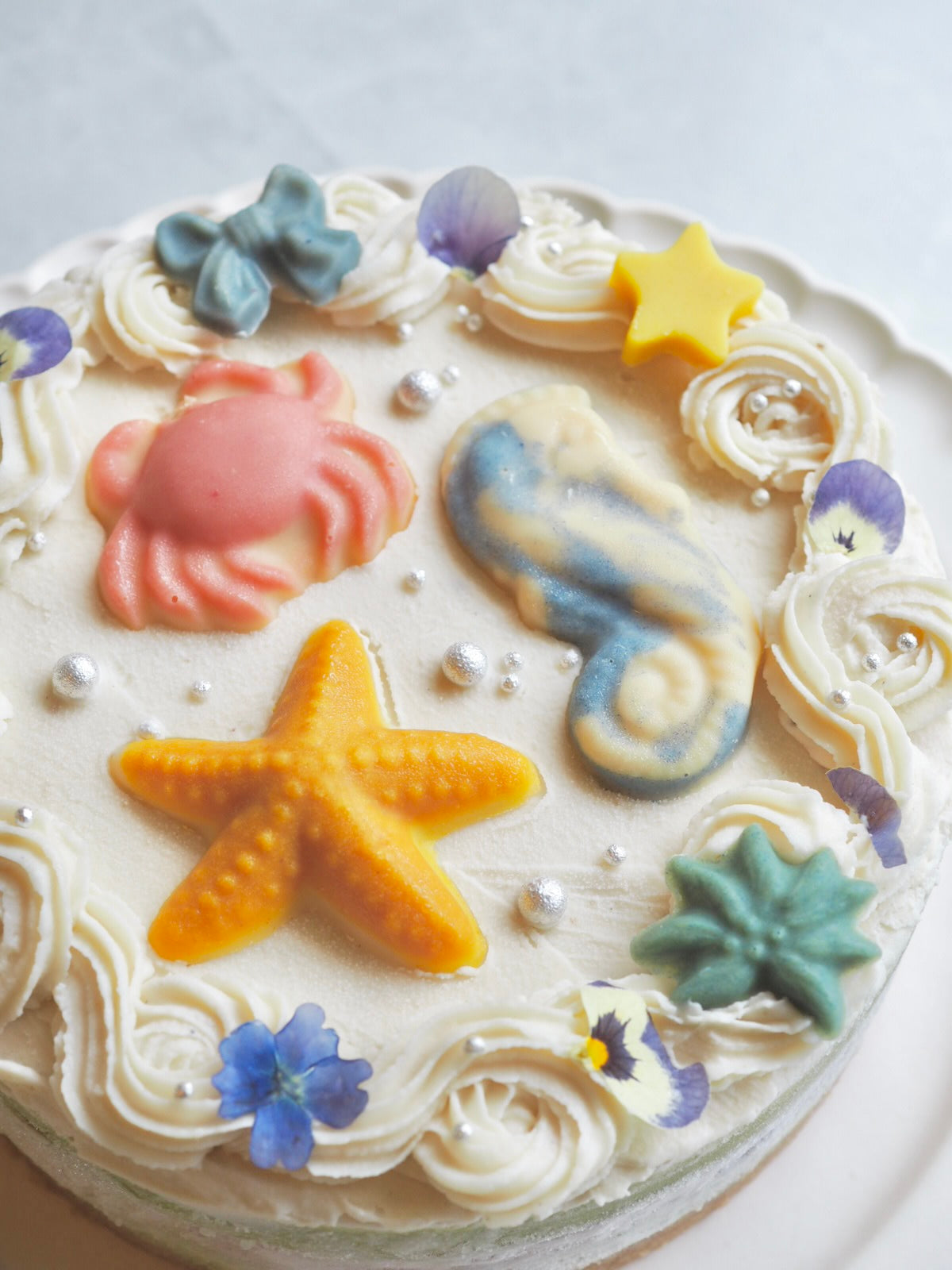 抹茶&あずきクリームのケーキ(海のなか)