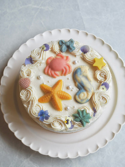抹茶＆あずきクリームのケーキ（海のなか）