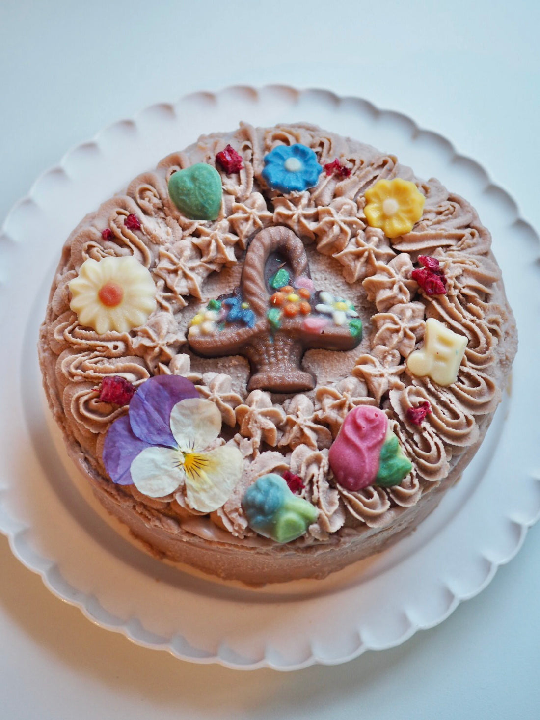 ミックスベリーヨーグルト&amp;ショコラクリーム ケーキ （フラワーバスケット）