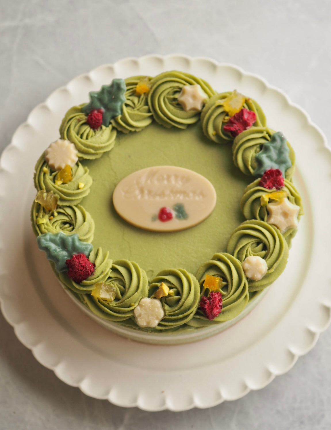 抹茶ショコラとゆずのクリスマスケーキ（クリスマス・リース）