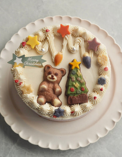 有機いちごのクリスマスケーキ（テディベア・クリスマスの朝）